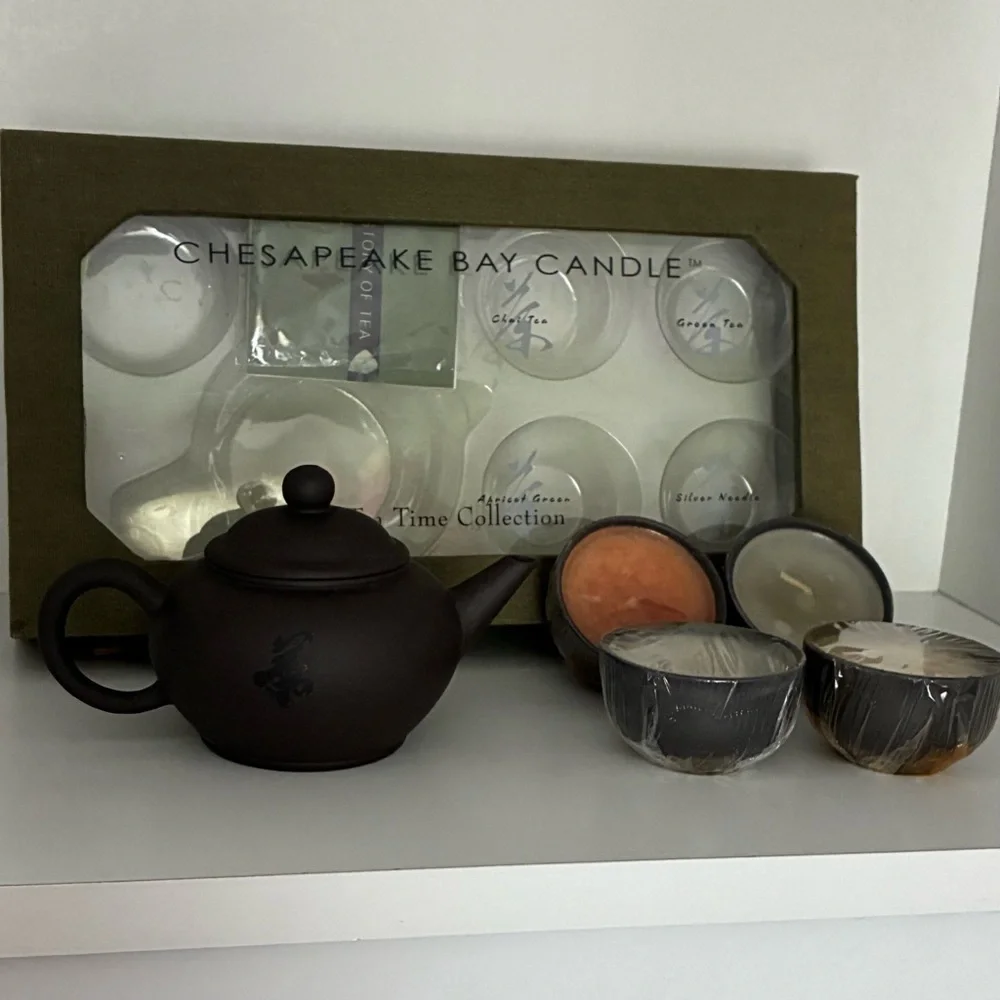 NWOT Chesapeake Bay Candle “Tea Time Collection” Gift Boxed Set Candles/Holder